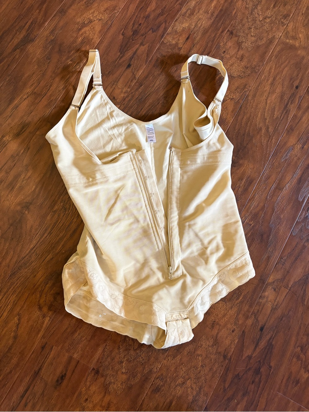 Women’s Cream Shaping One-Piece Bodysuit with Front Zipper